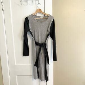 Sundance dress cotton wool blend grey contrast side tie waist fall